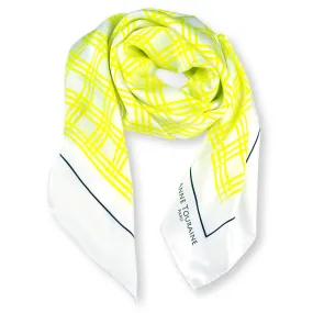 LARGE SILK SATIN SCARF - STREET CHIC - Yellow - 47x47"