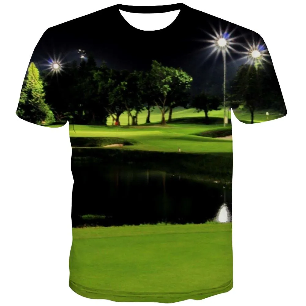 Lawn T shirts Men Golf Tshirts Novelty Forest Tshirts Cool Natural Tshirt Anime Game Shirt Print