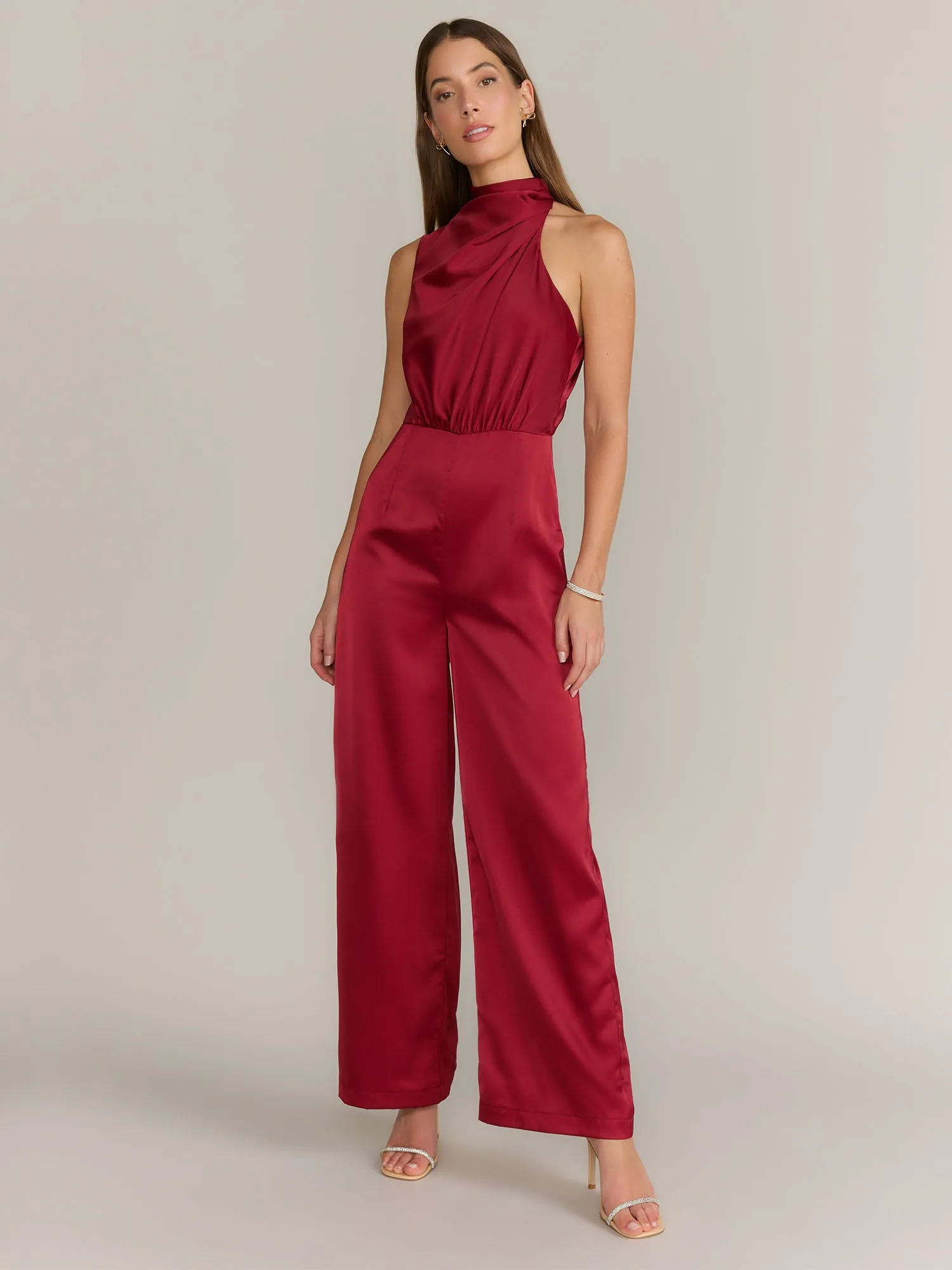 Lena Asymmetric Neck Satin Jumpsuit - Brands We Love