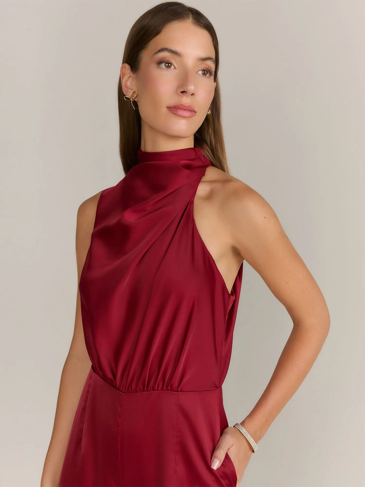 Lena Asymmetric Neck Satin Jumpsuit - Brands We Love