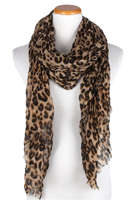 Leopard Printed Light Weight Oblong Wrap Scarf