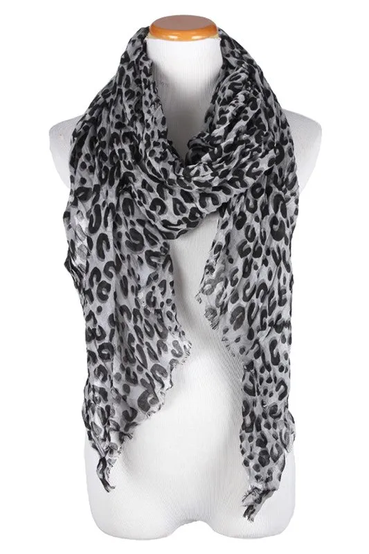 Leopard Printed Light Weight Oblong Wrap Scarf