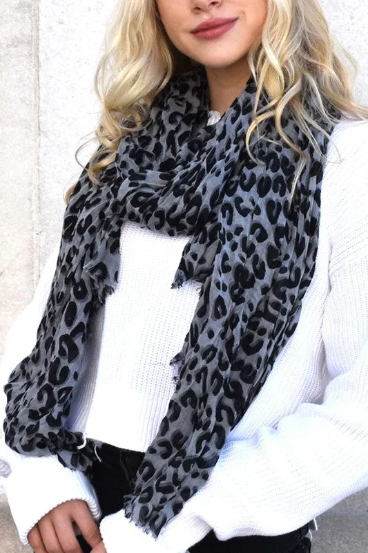 Leopard Printed Light Weight Oblong Wrap Scarf