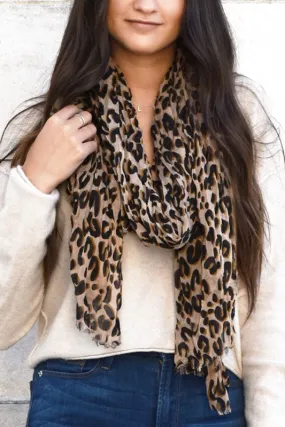 Leopard Printed Light Weight Oblong Wrap Scarf