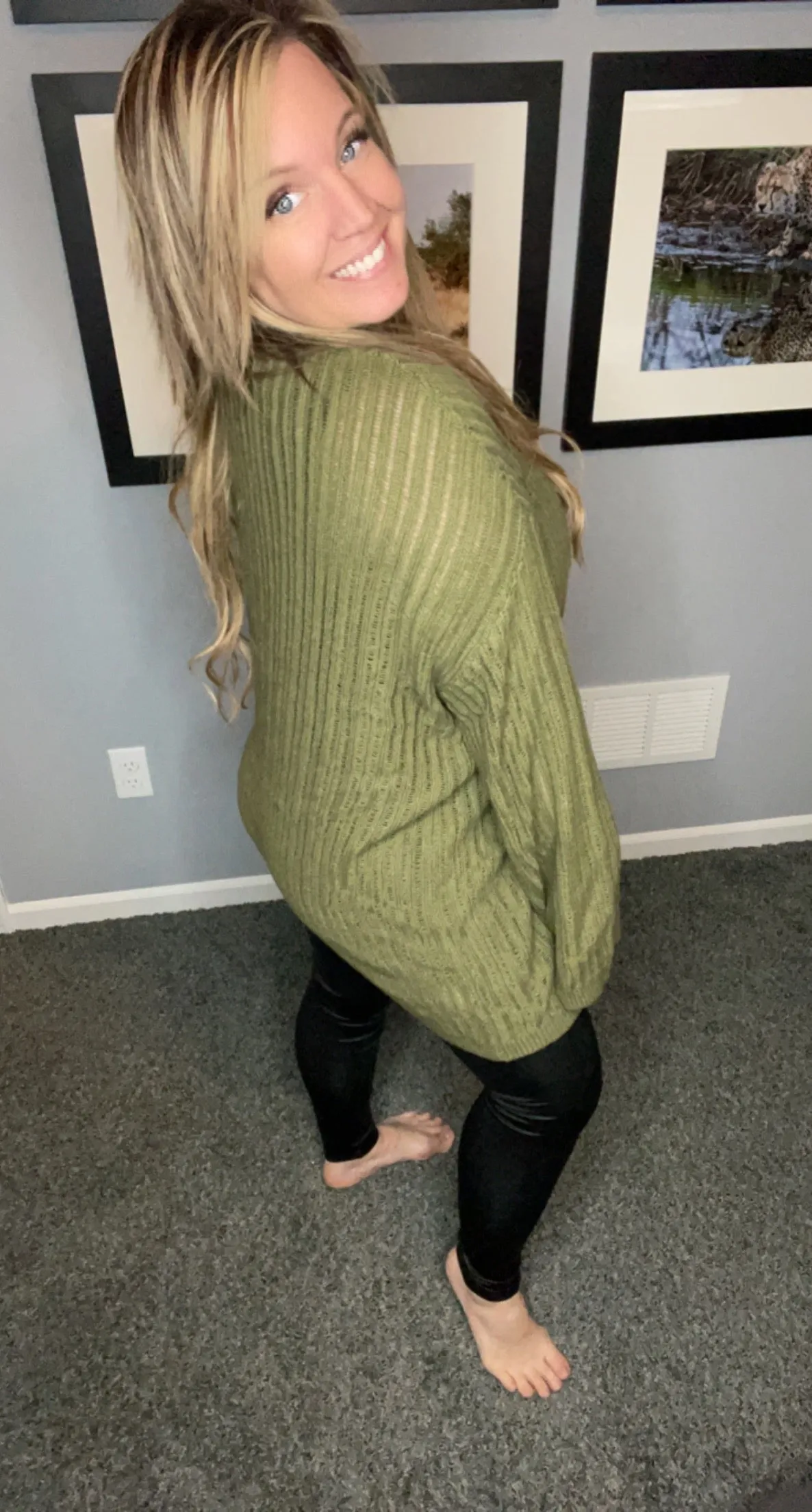 Long Cardigan Olive Green