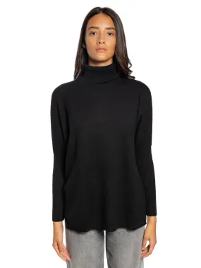 Maglia Poncho Collo Alto In Cashmere Nero