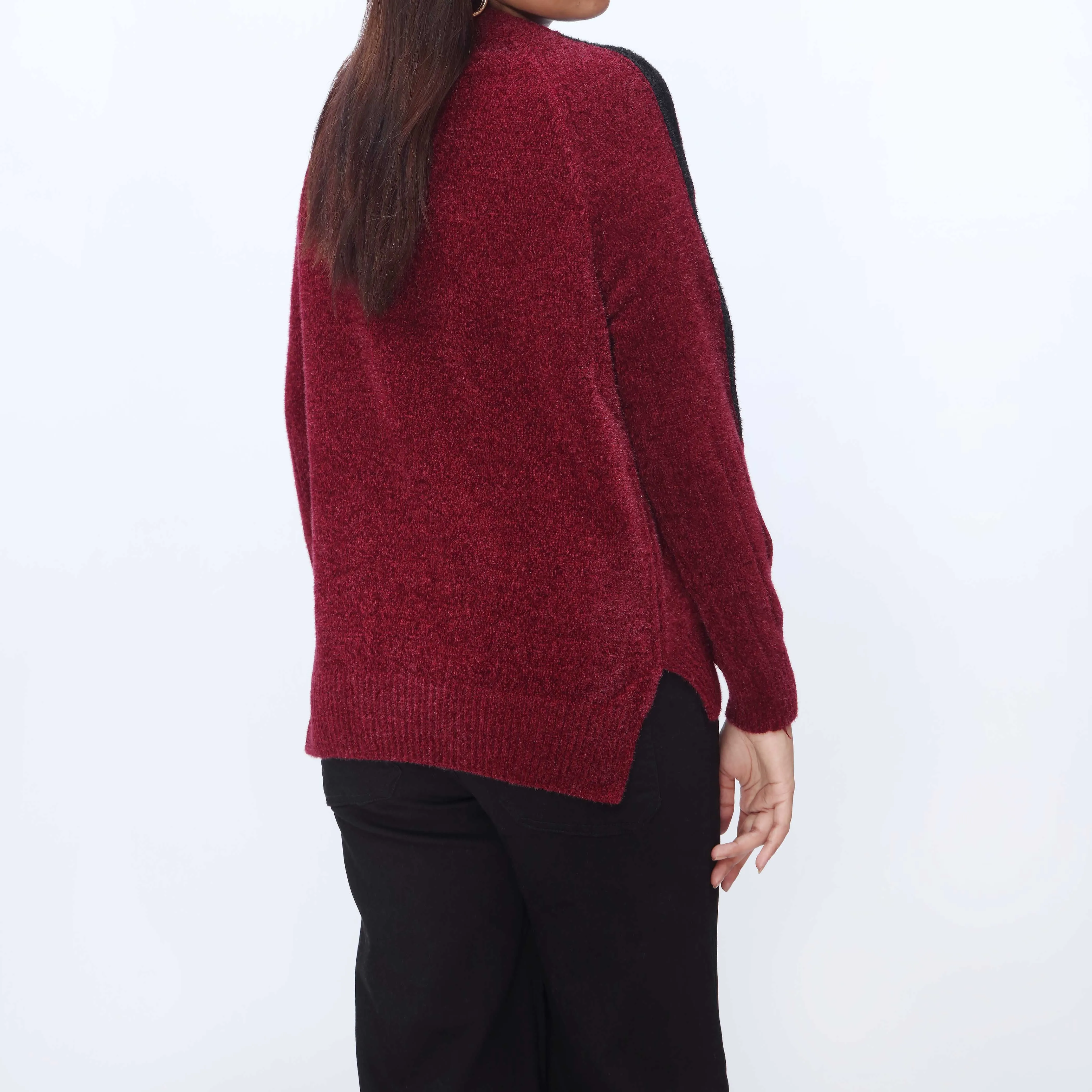 Maroon Crew Neck Pullover Sweater PW3931