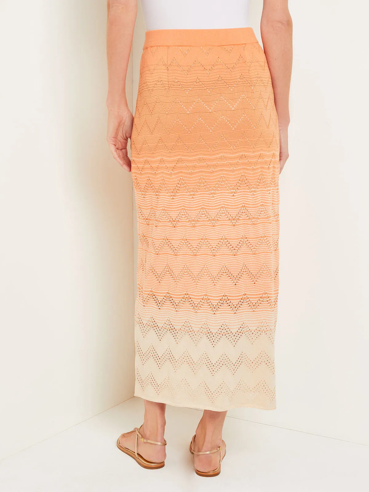 Midi Straight Skirt - Ombre Pointelle Soft Knit