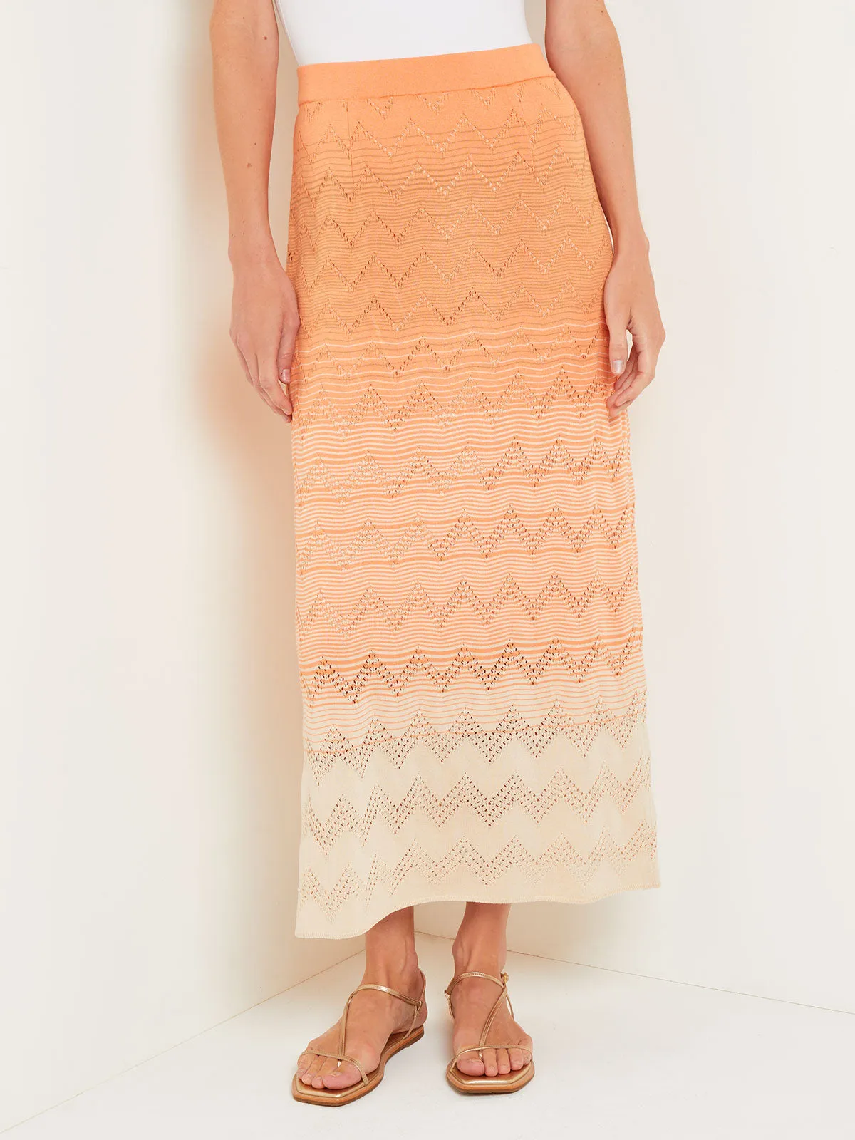 Midi Straight Skirt - Ombre Pointelle Soft Knit