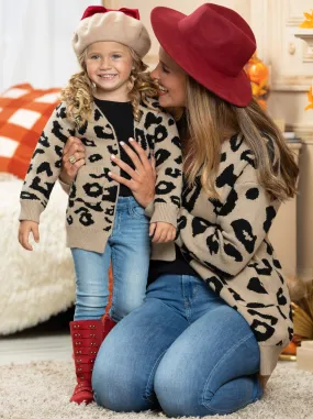 Mommy and Me City Chic Oversized Leopard Cardigan