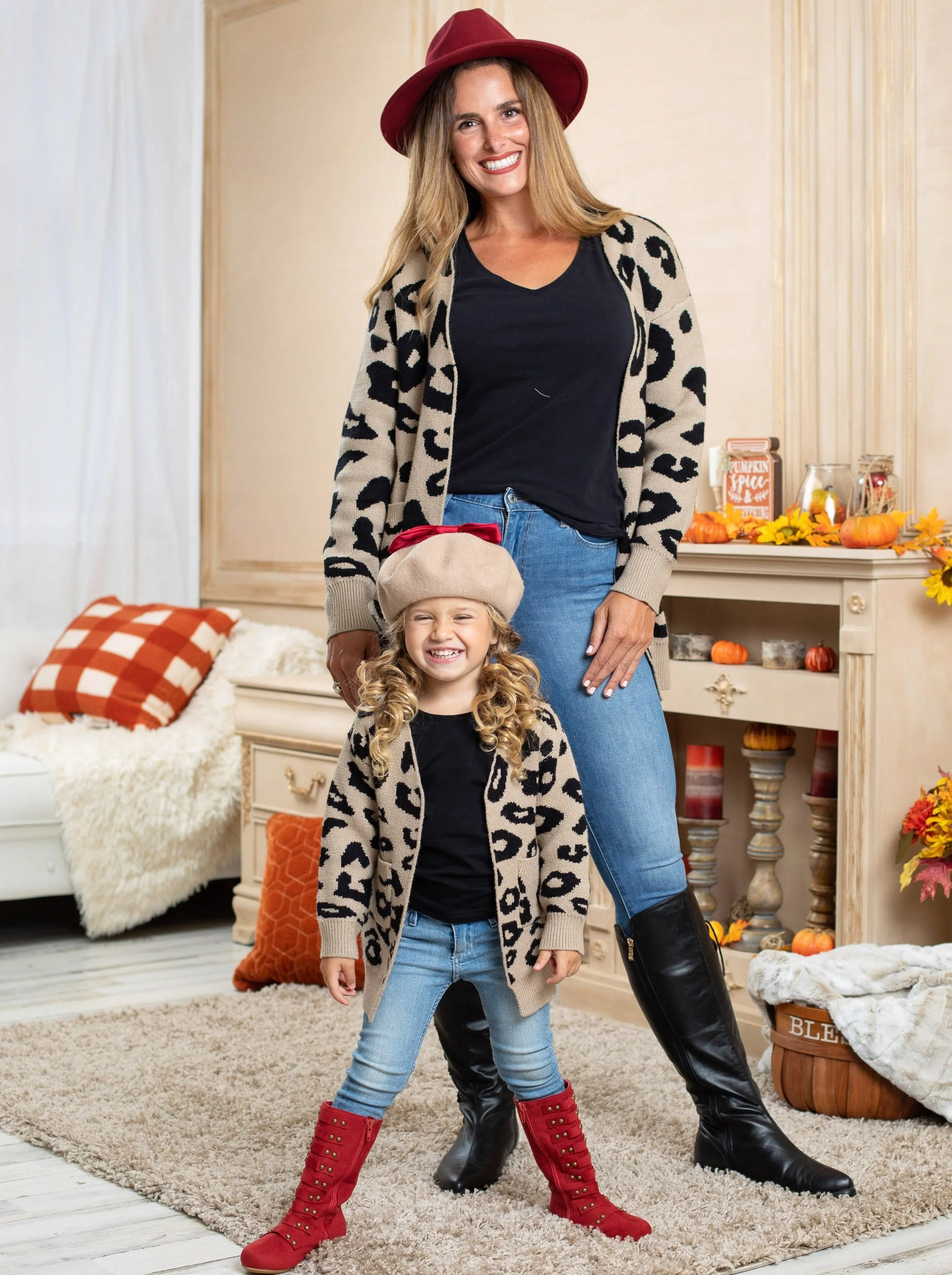 Mommy and Me City Chic Oversized Leopard Cardigan