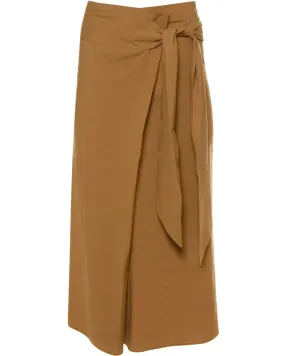 Mosswood Tie Front Linen Midi Skirt