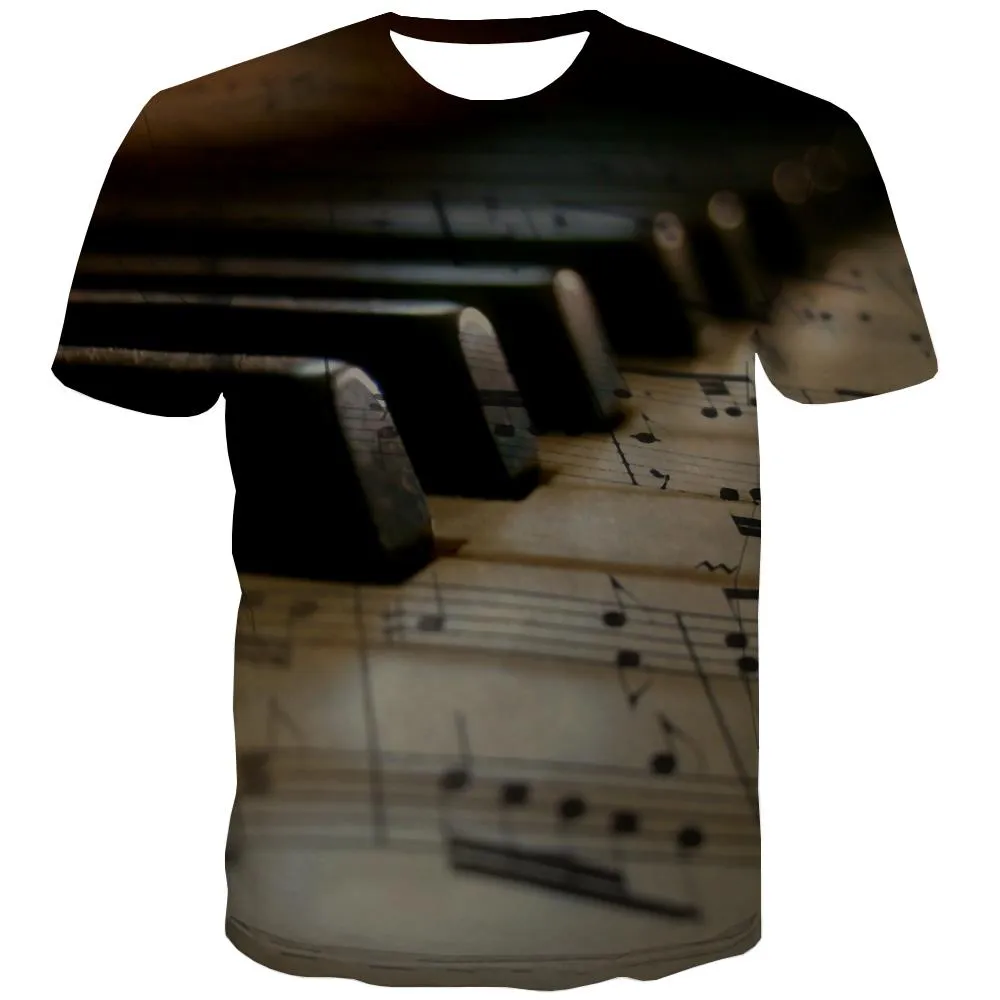 Music T-shirt Men Instrument T-shirts Graphic Retro T shirts Funny Electronic Tshirts Cool