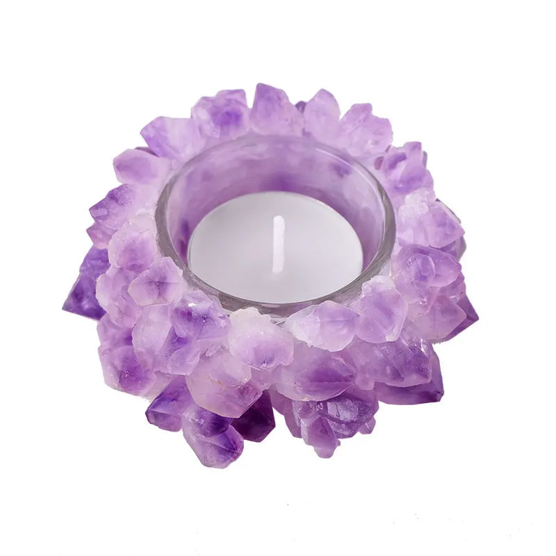 Natural Amethyst Candlestick Holder Ornaments