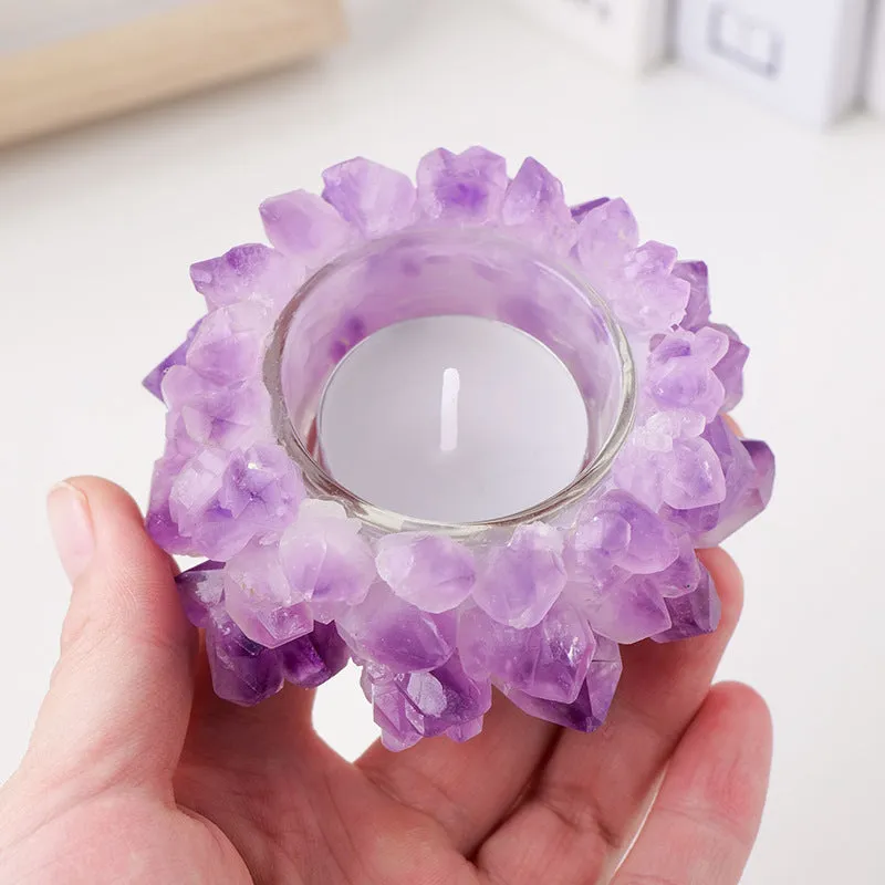 Natural Amethyst Candlestick Holder Ornaments