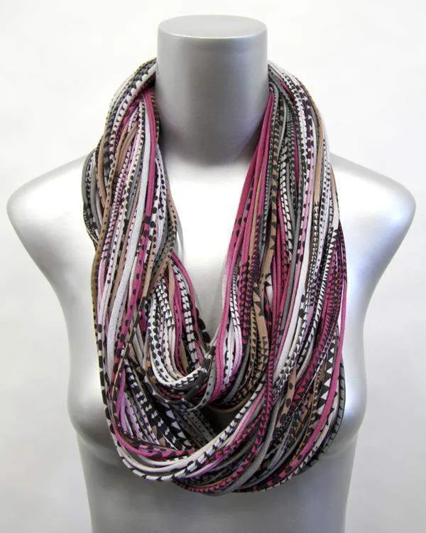 Necklush Chunky Scarf / Burgundy Grey & Light Brown / Unisex