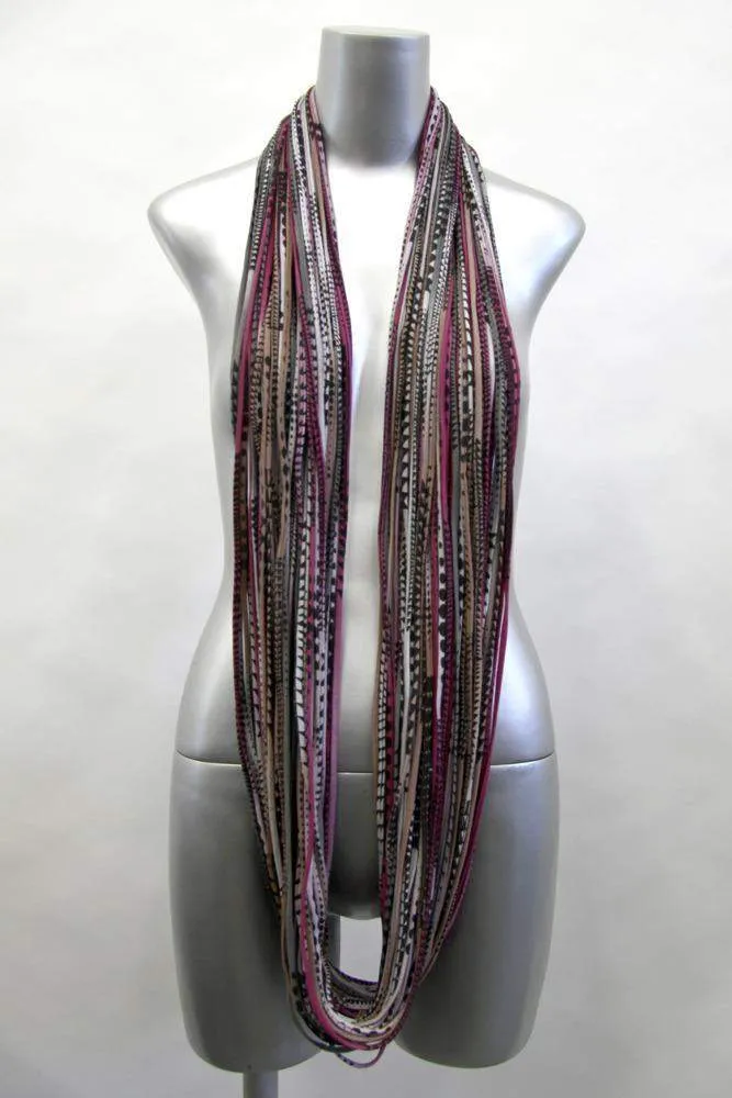 Necklush Chunky Scarf / Burgundy Grey & Light Brown / Unisex