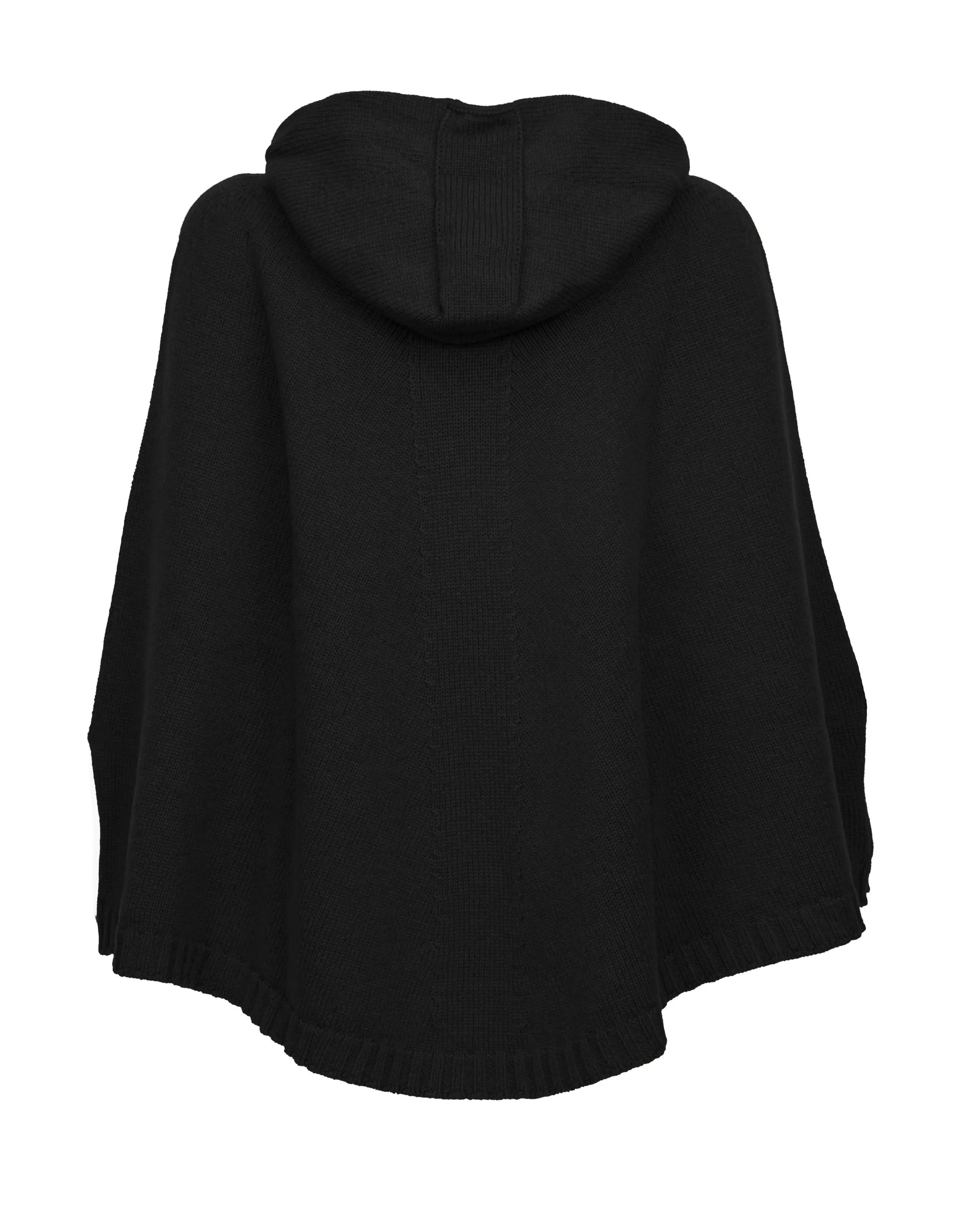 NEW FALL 24 - Pure Cashmere Hoodie Poncho Black