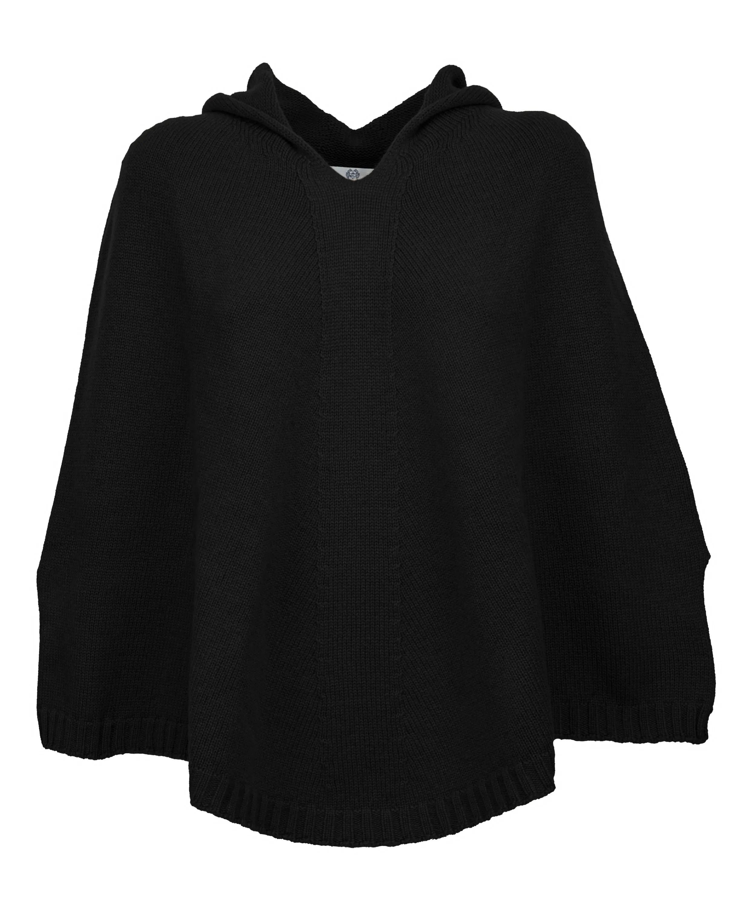 NEW FALL 24 - Pure Cashmere Hoodie Poncho Black