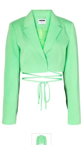 NM THEA CROPPED STRING BLAZER - GREEN MINT