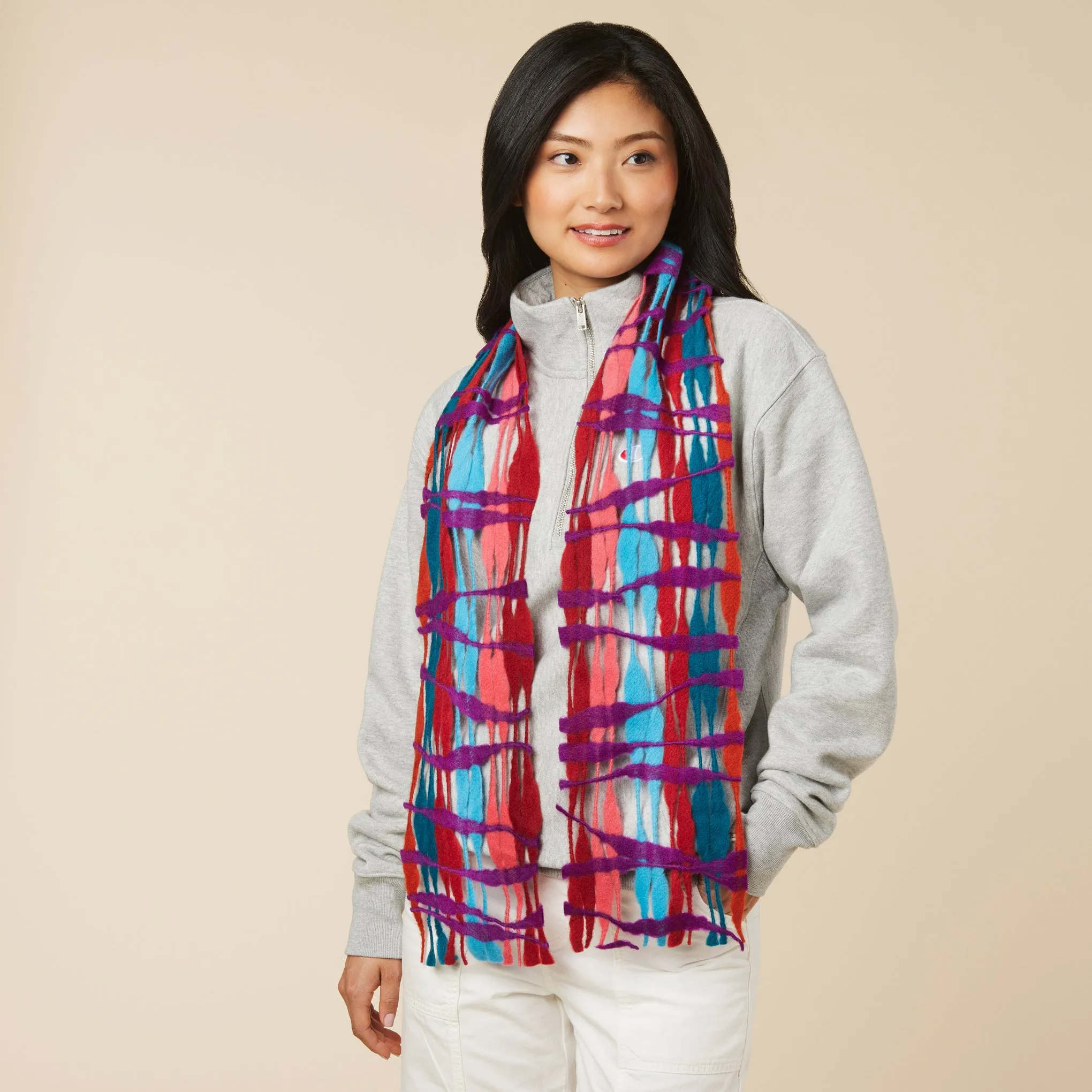 Nuno Threadstray Felted Wool Scarf - Warm Multi