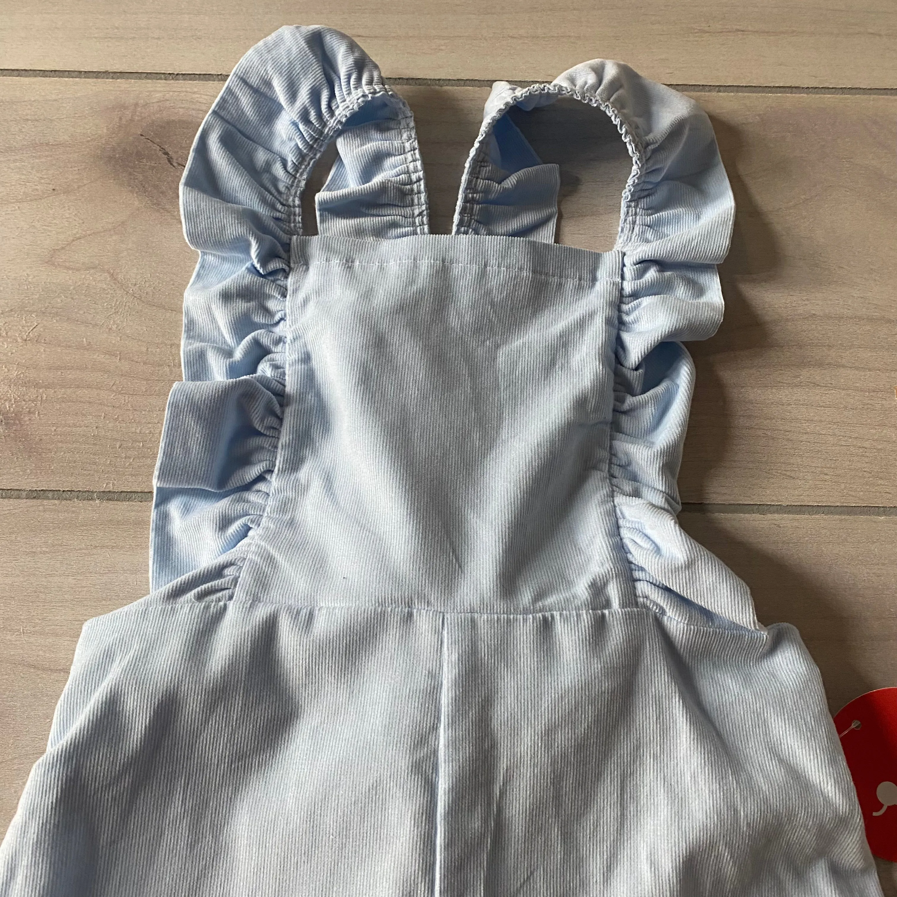 NWT Smiling Button Winter Blue Corduroy Flutterall Romper