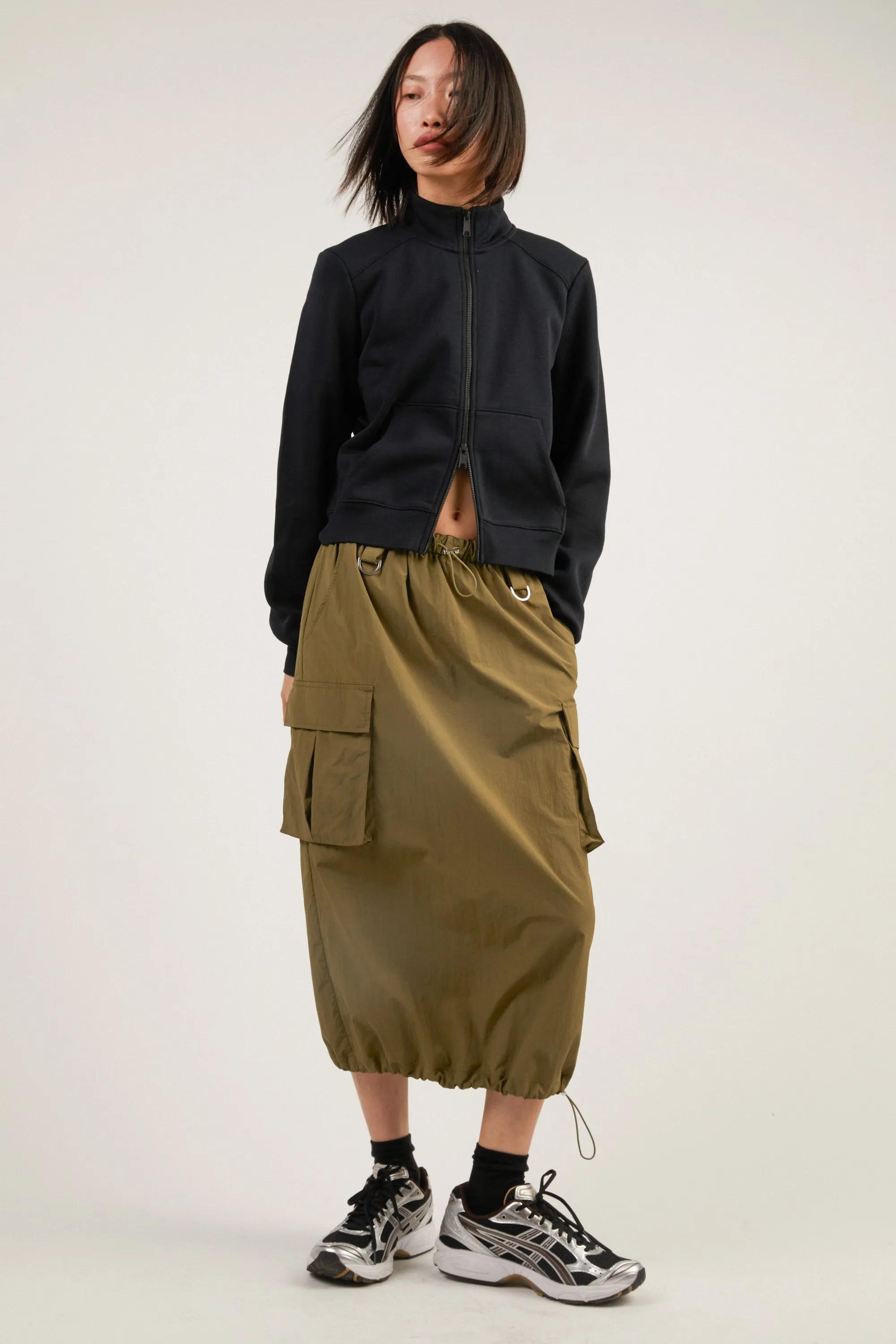 NYLON MAXI CARGO SKIRT