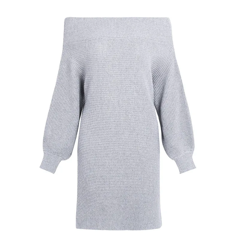 Off-Shoulder Long Knitted Sweater Dress