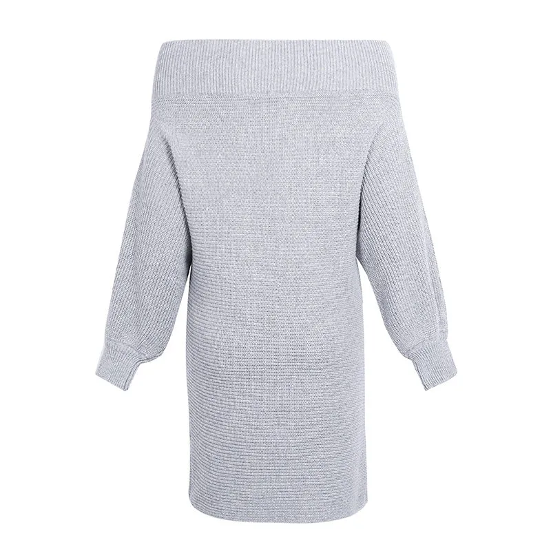 Off-Shoulder Long Knitted Sweater Dress