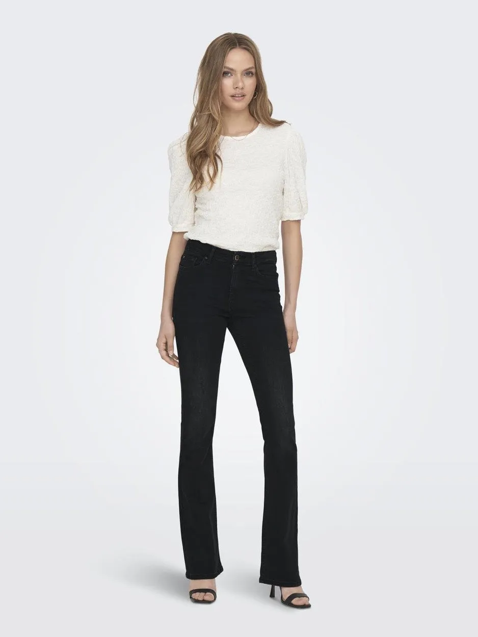 Onlblush Mid Flared Dnm Ta - Black Denim