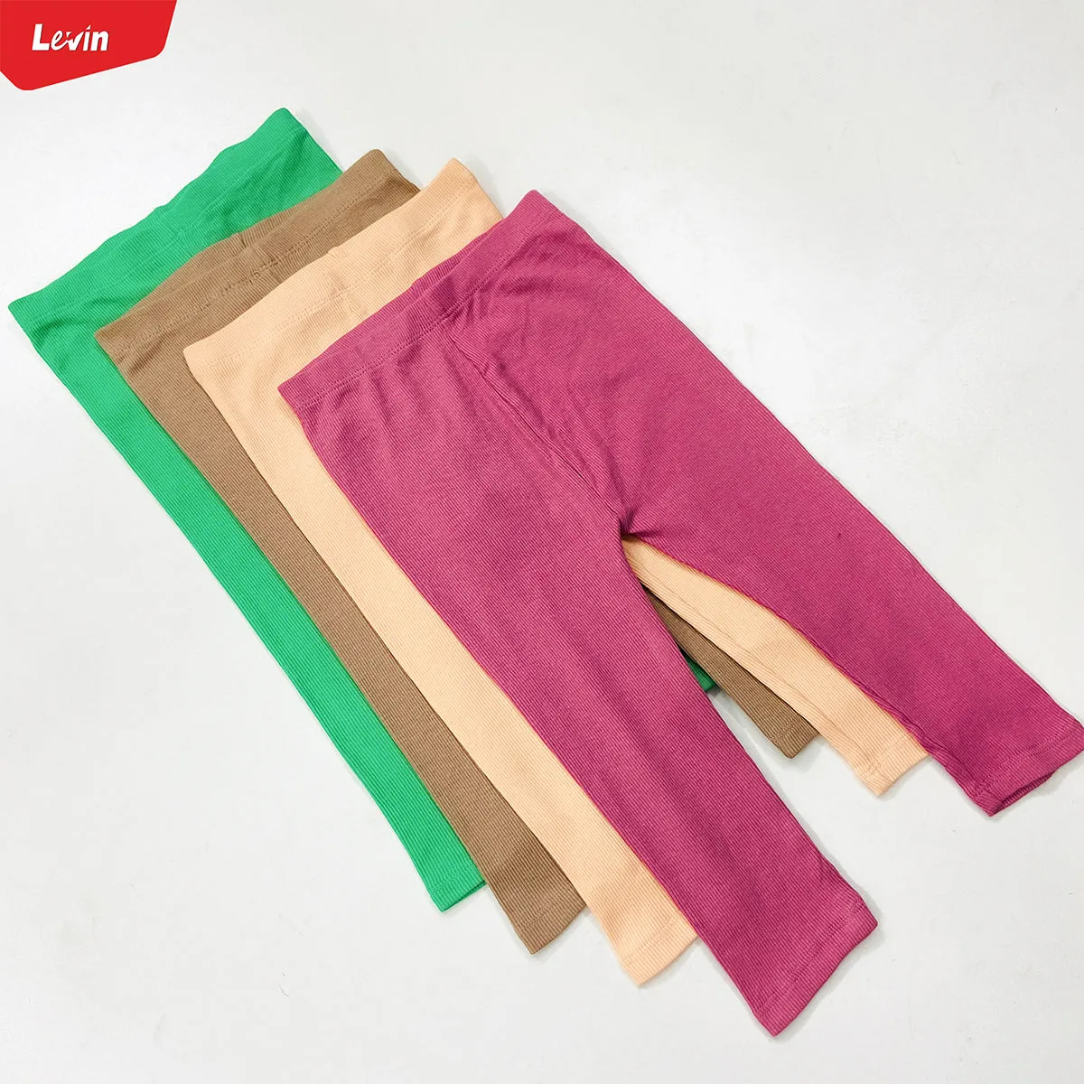 Pack of 3 Girls Full-Length Ribbed Cotton Leggings