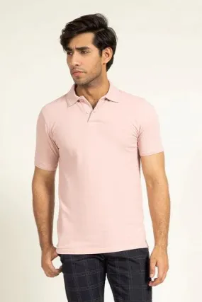 Pink Pleated Collar Polo