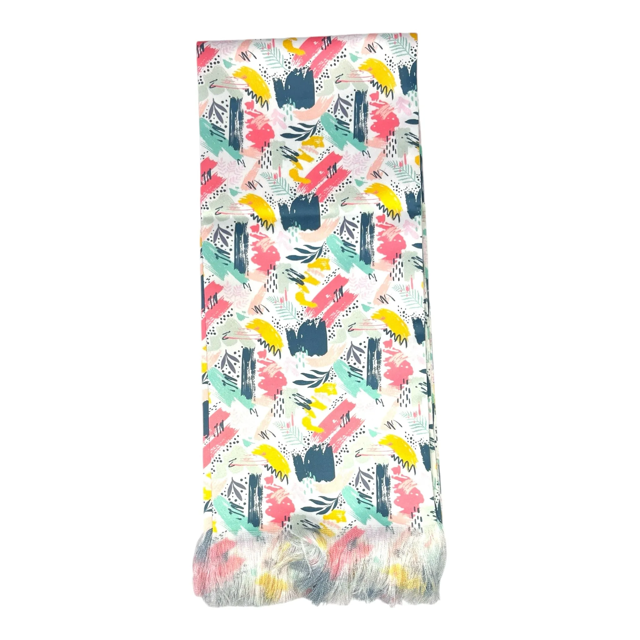 Pink Strikes Abstract Printed Scarf With Pocket Square