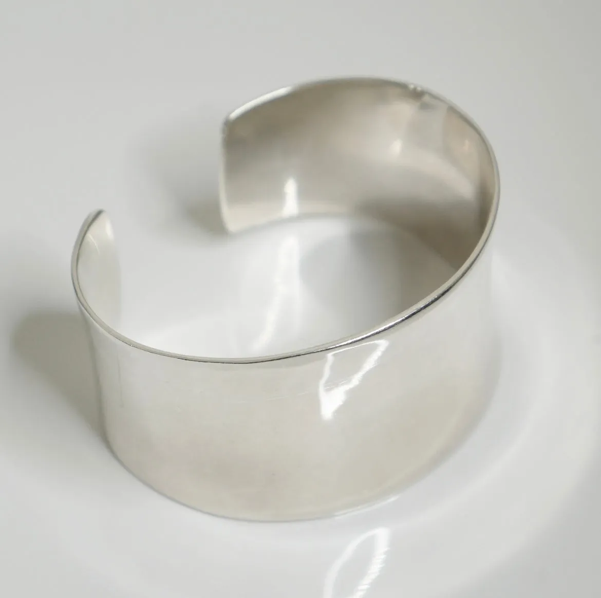 Plain and Chunky Luxury Cuff Bracelet, .925 Sterling Silver Waterproof Statement Cuff Bracelet