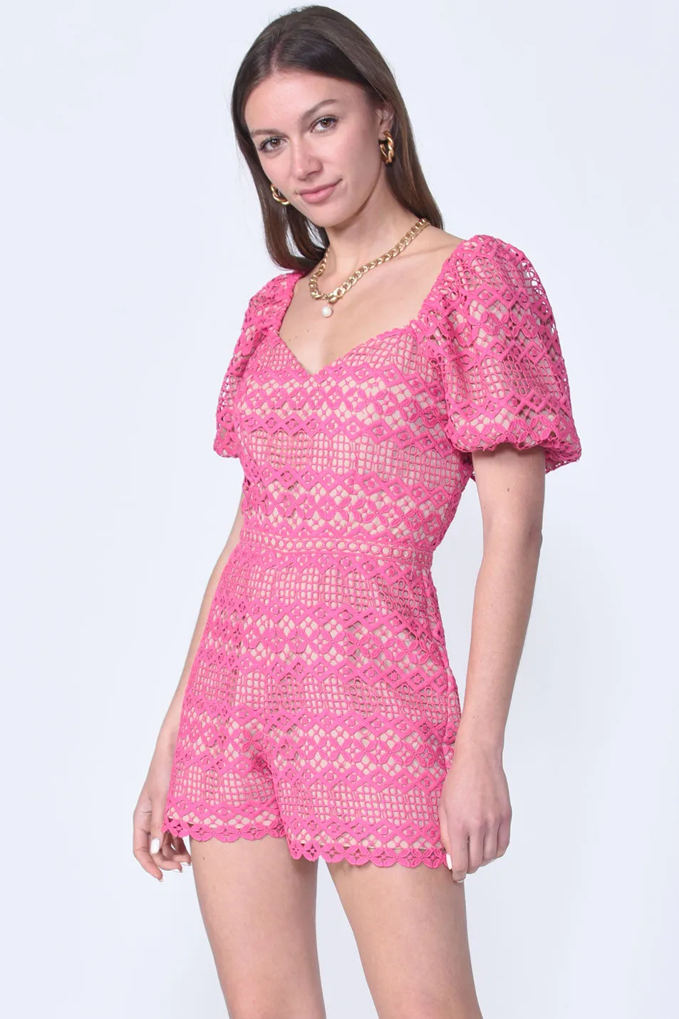 Praya Tie Back Crochet Lace Romper