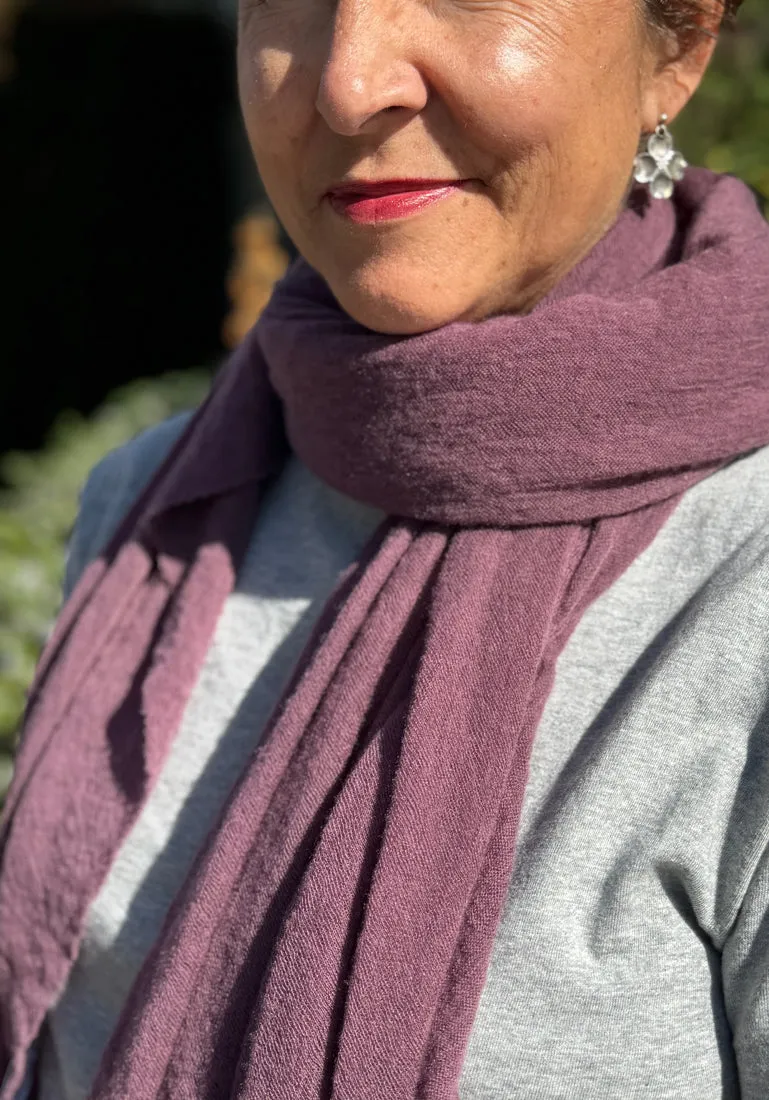 Purple Mauve Diamond Classic Knit Cashmere Scarf