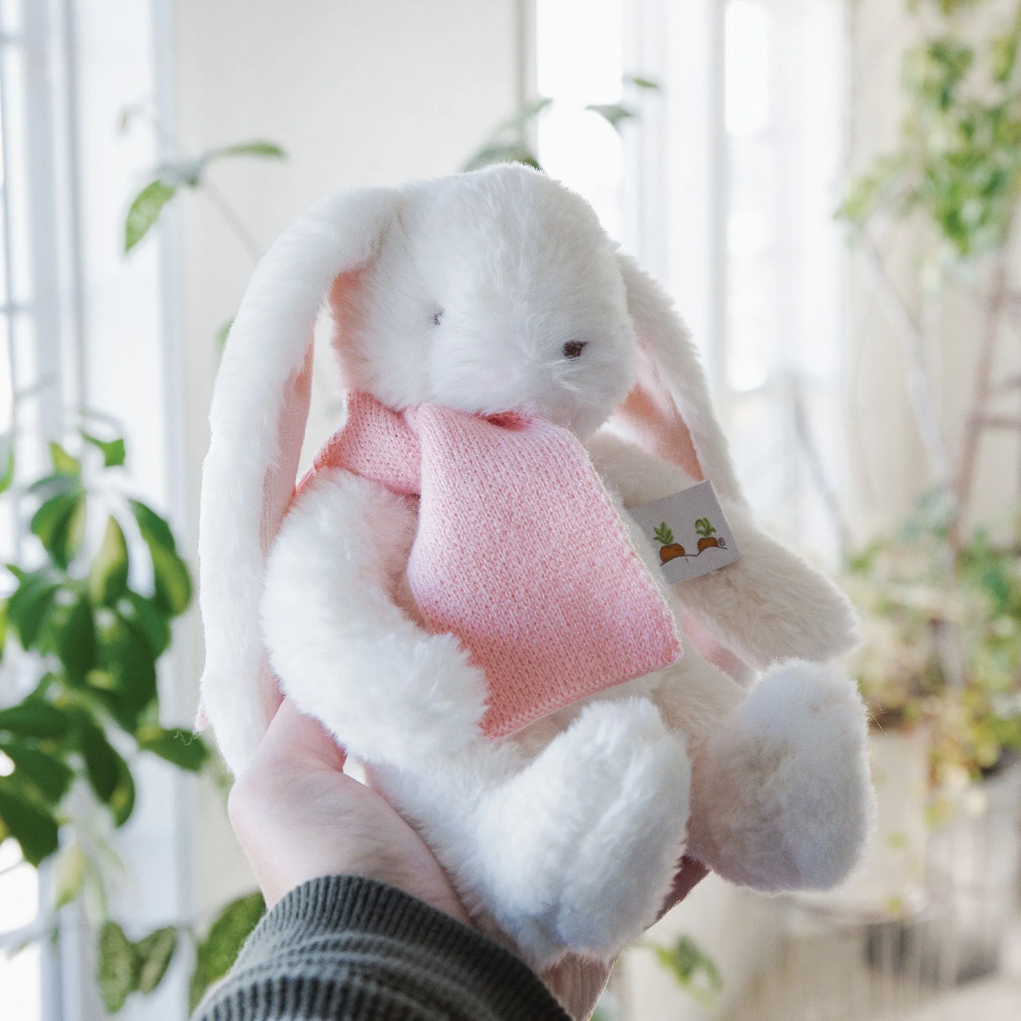 RETIRED - Holiday Wee Nibble Cream Bunny - Pink Scarf