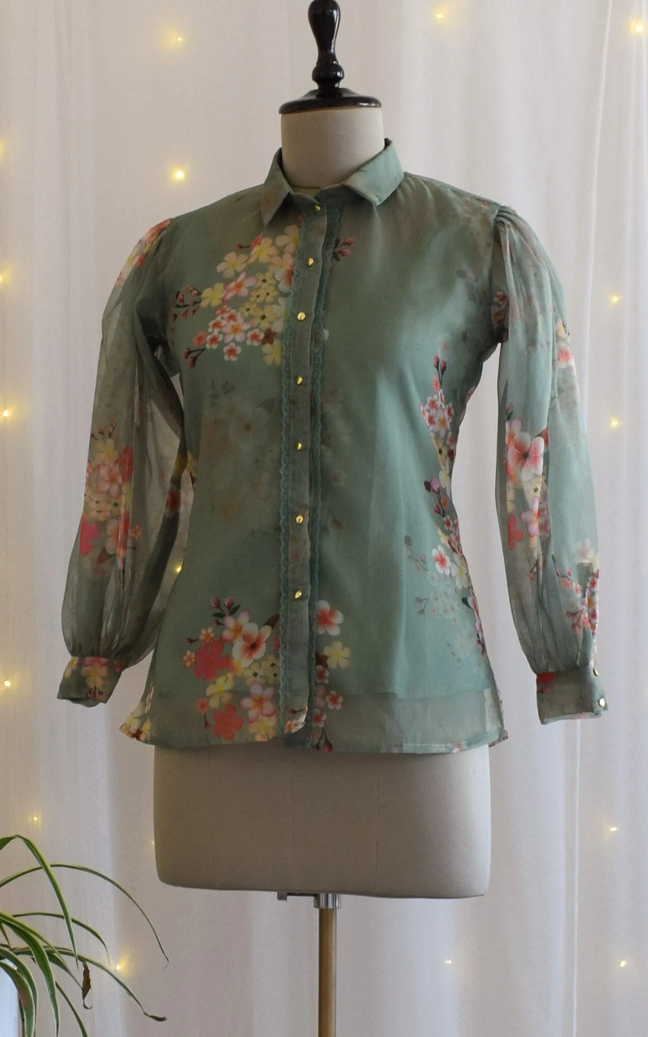 Sage Green Organza Shirt