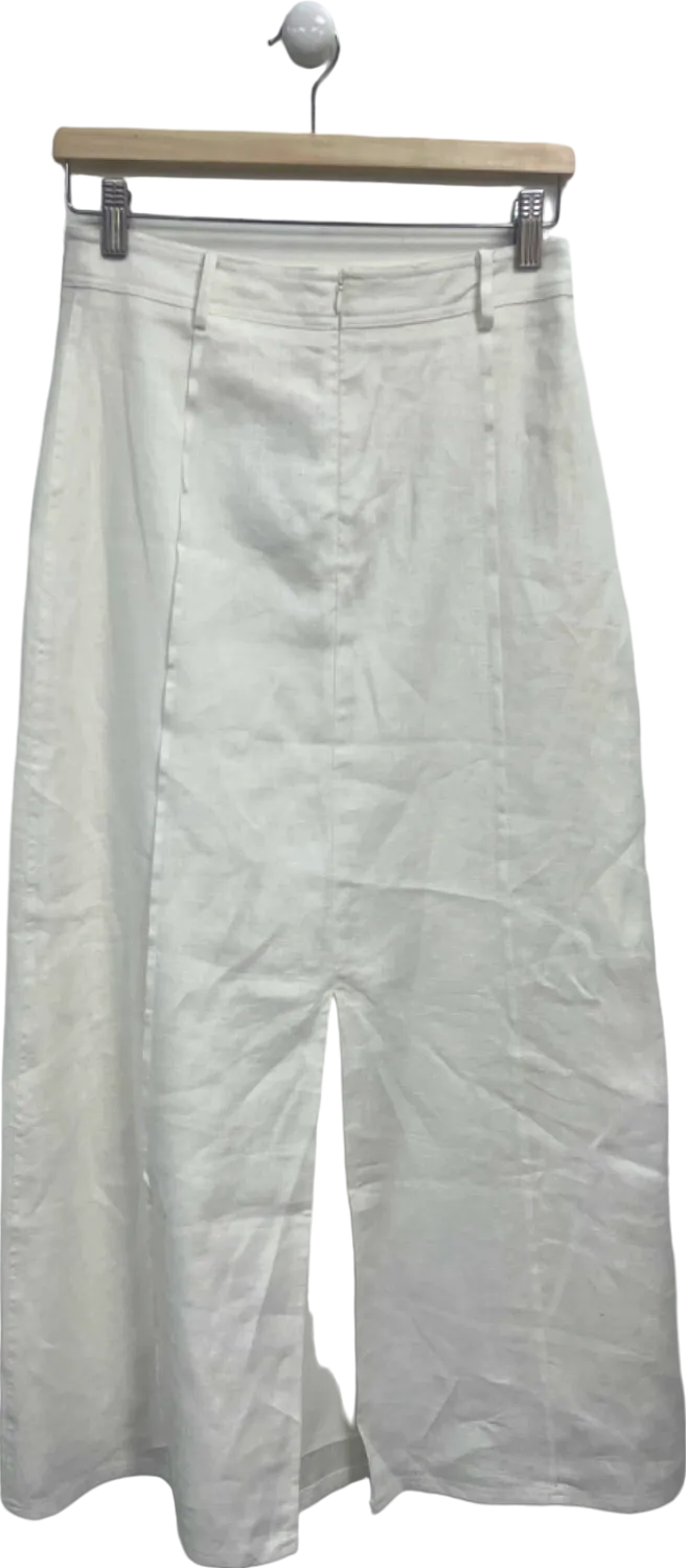 Sancia White Linen Midi Skirt UK S