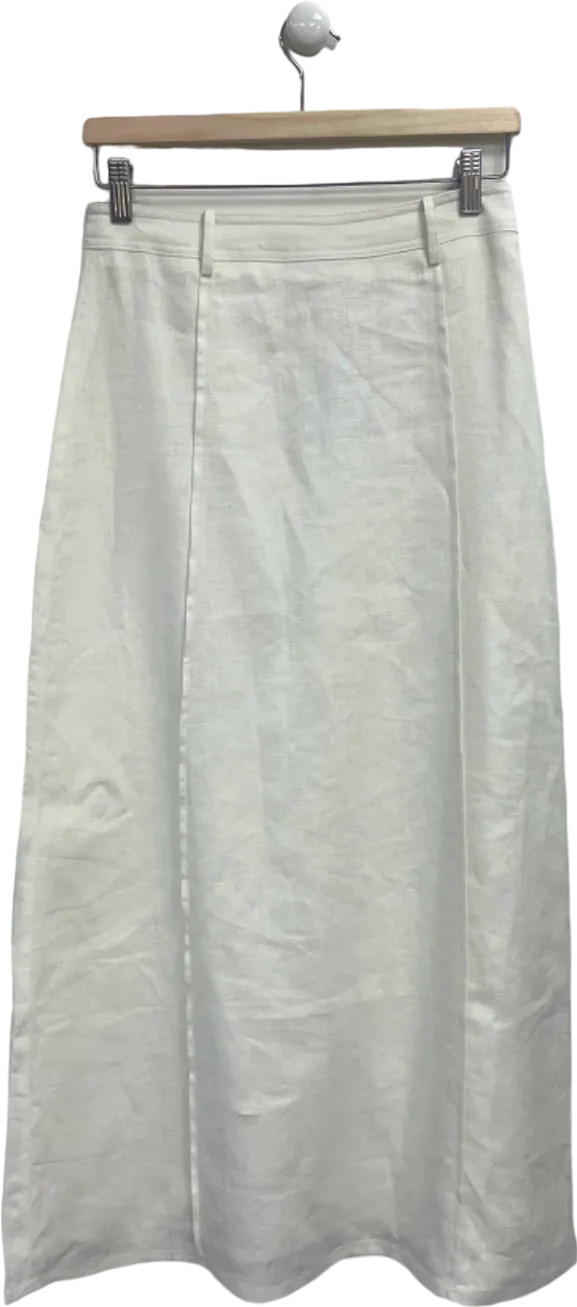 Sancia White Linen Midi Skirt UK S