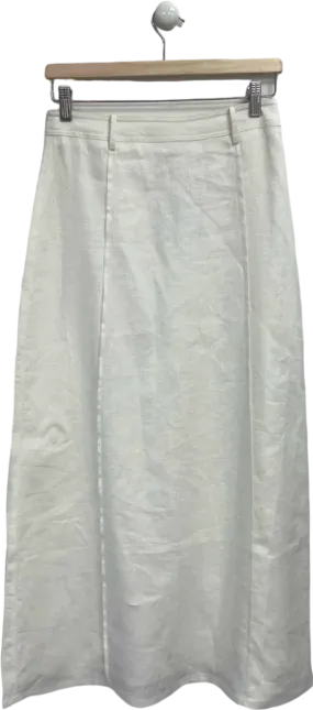 Sancia White Linen Midi Skirt UK S