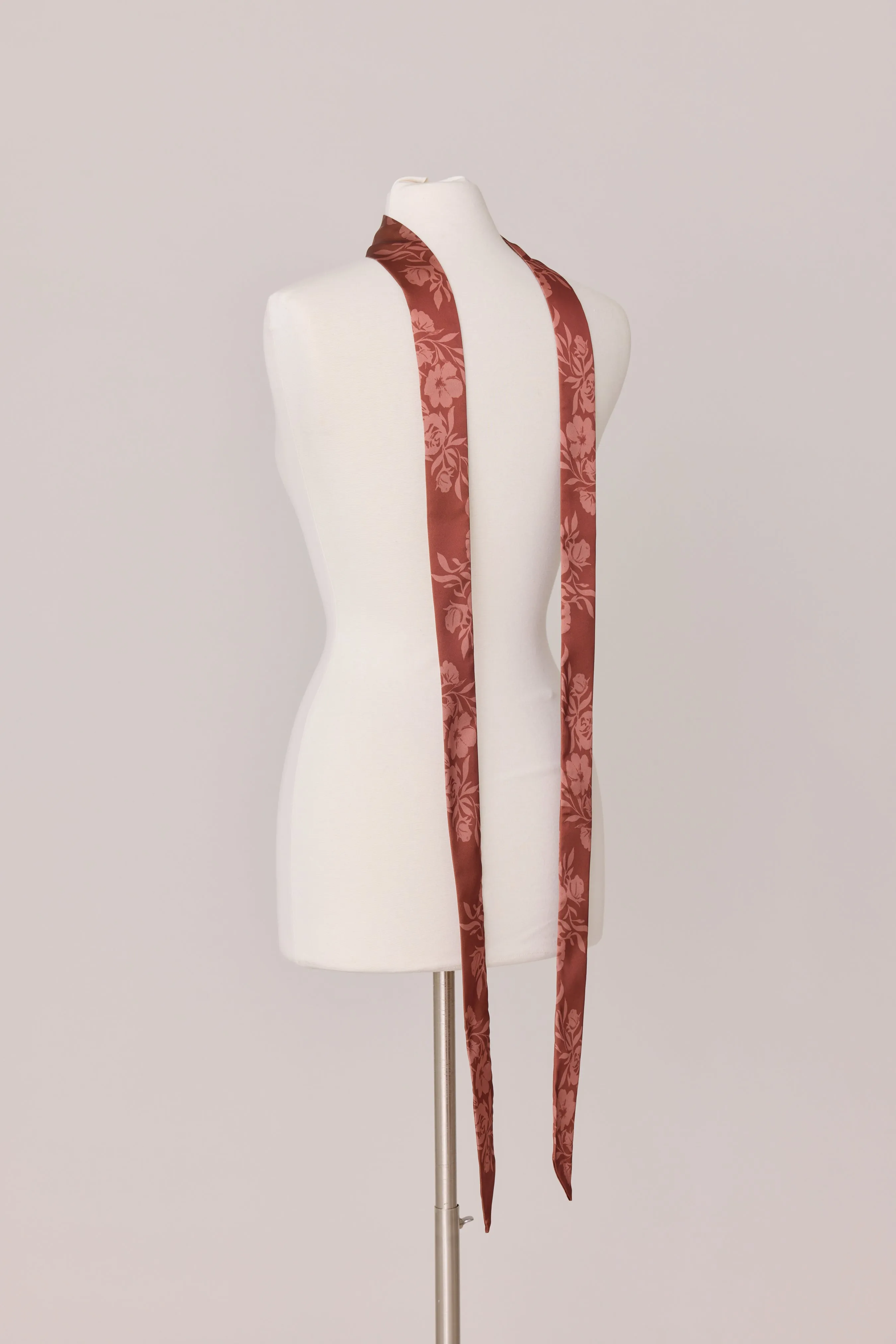 Satin Floral Print Skinny Scarf | Made To Order