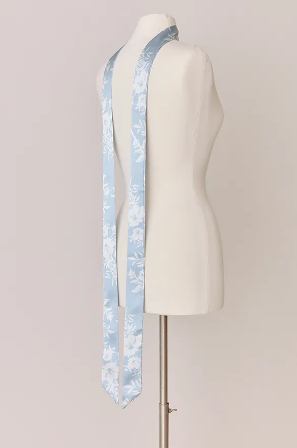 Satin Floral Print Skinny Scarf | Made To Order