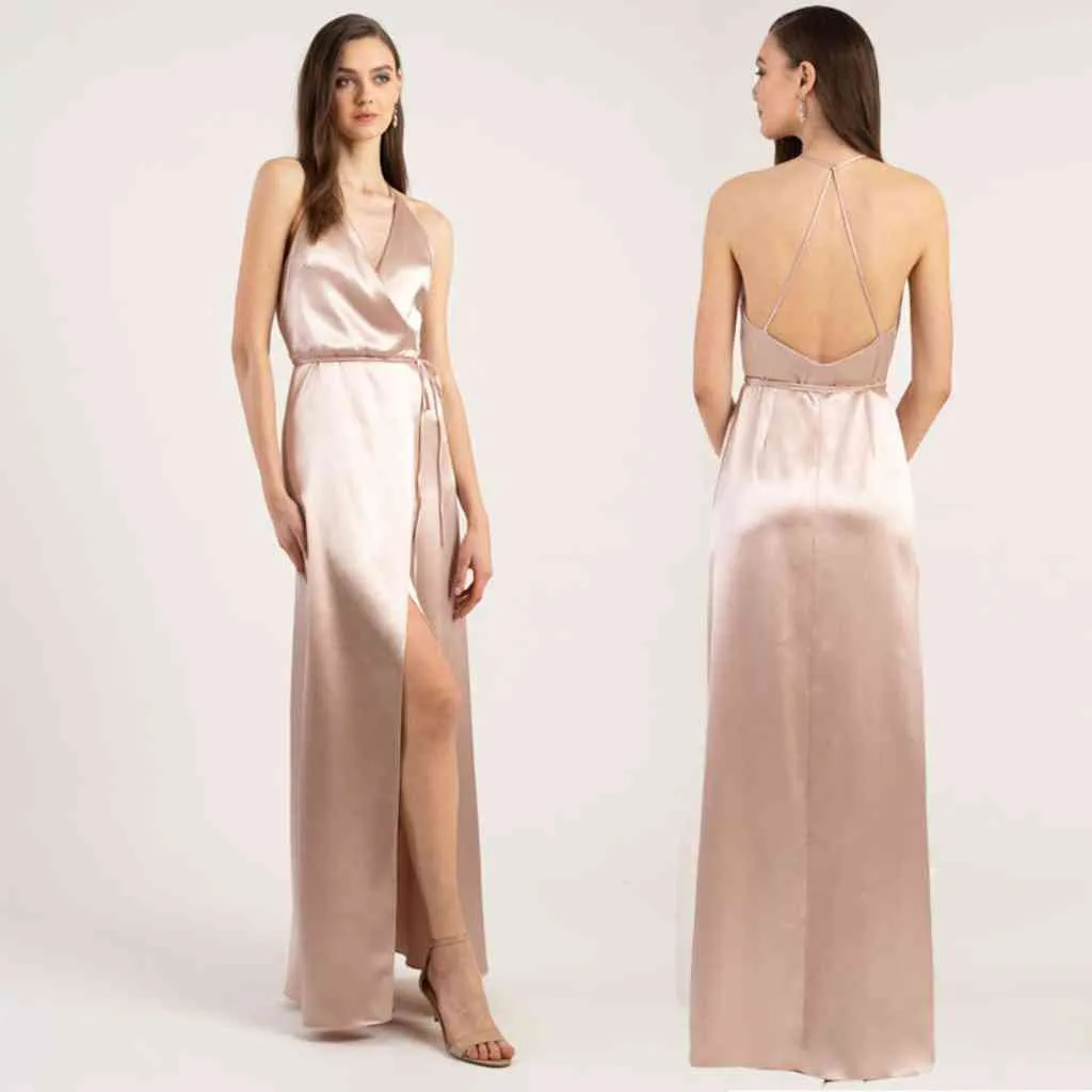 Satin High Split Maxi Evening Dress