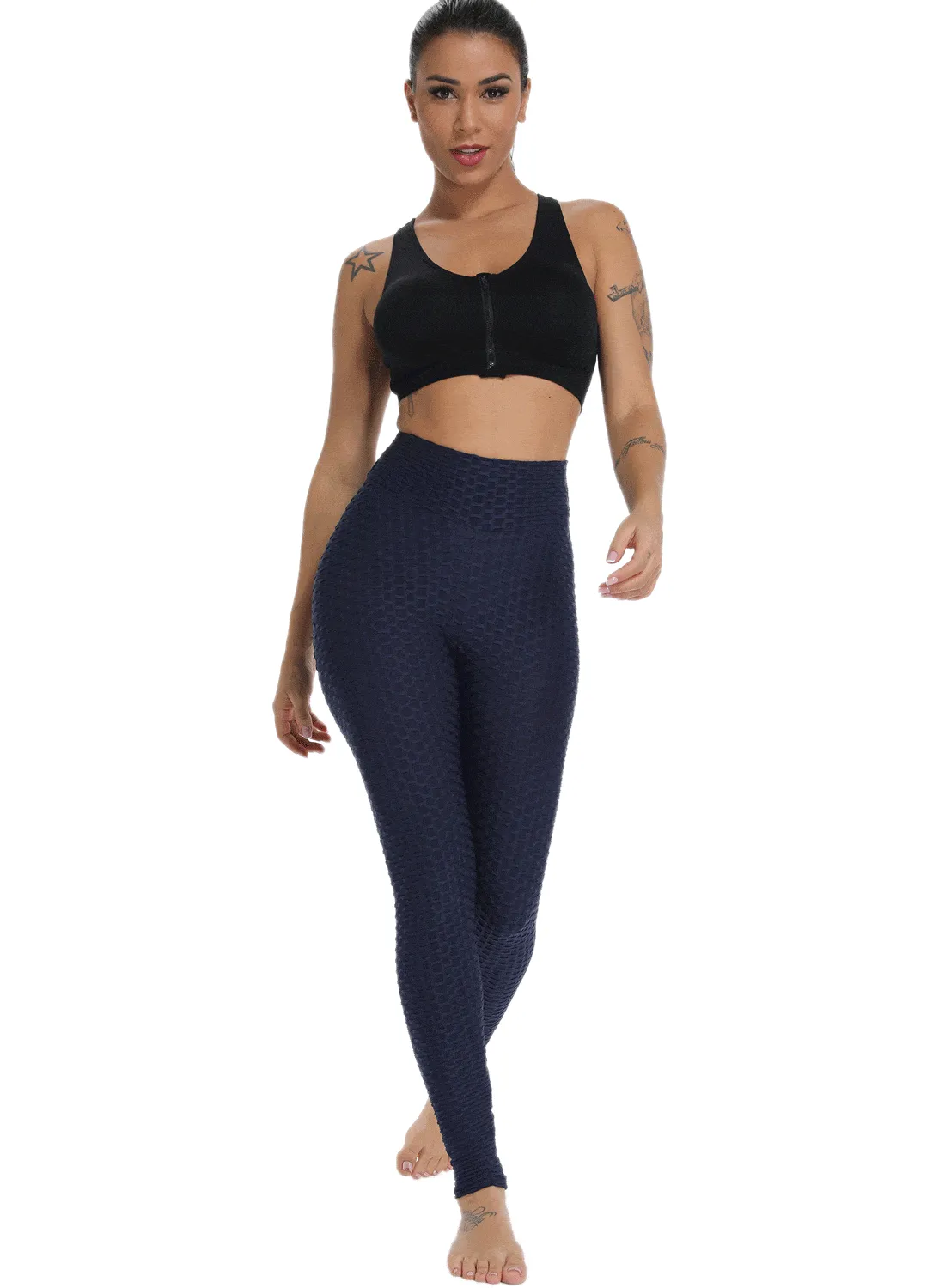 SEASUM Ruched Leggings Women's Textured Tummy Control