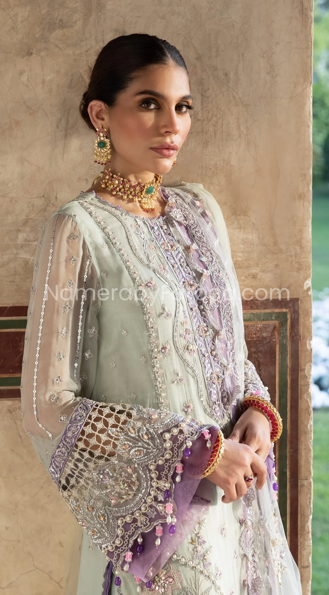 Sharara Dress Pakistani in Soft Pistachio Shade #PF255