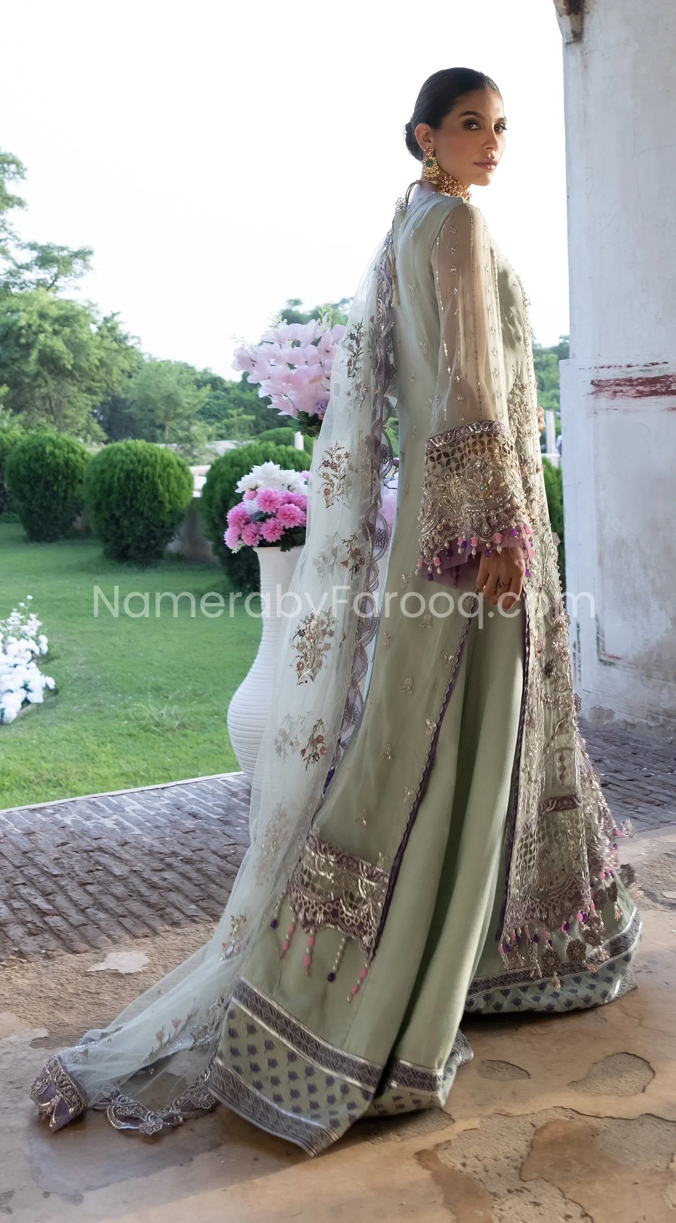 Sharara Dress Pakistani in Soft Pistachio Shade #PF255