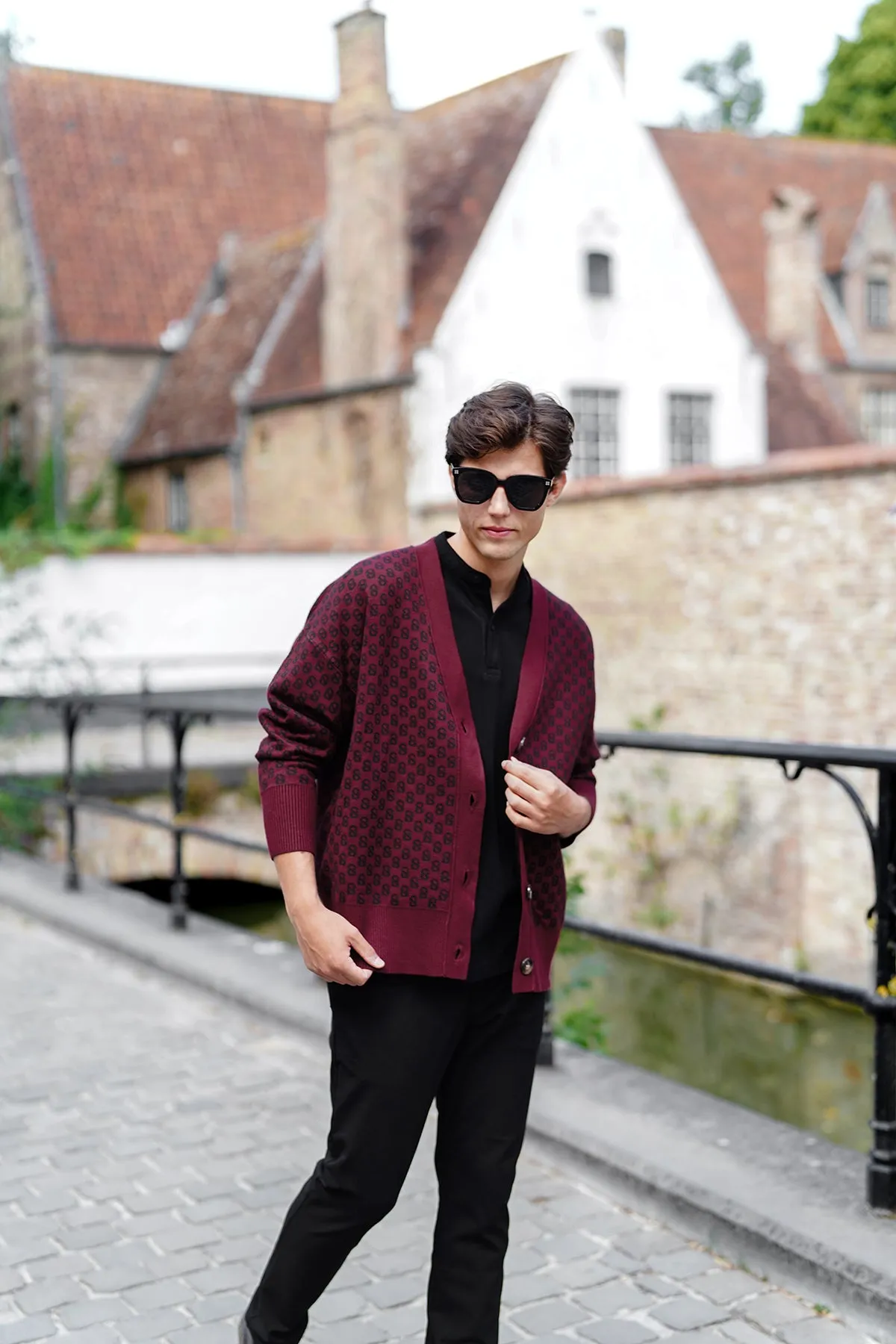 Signature Monogram Cardigan - Maroon