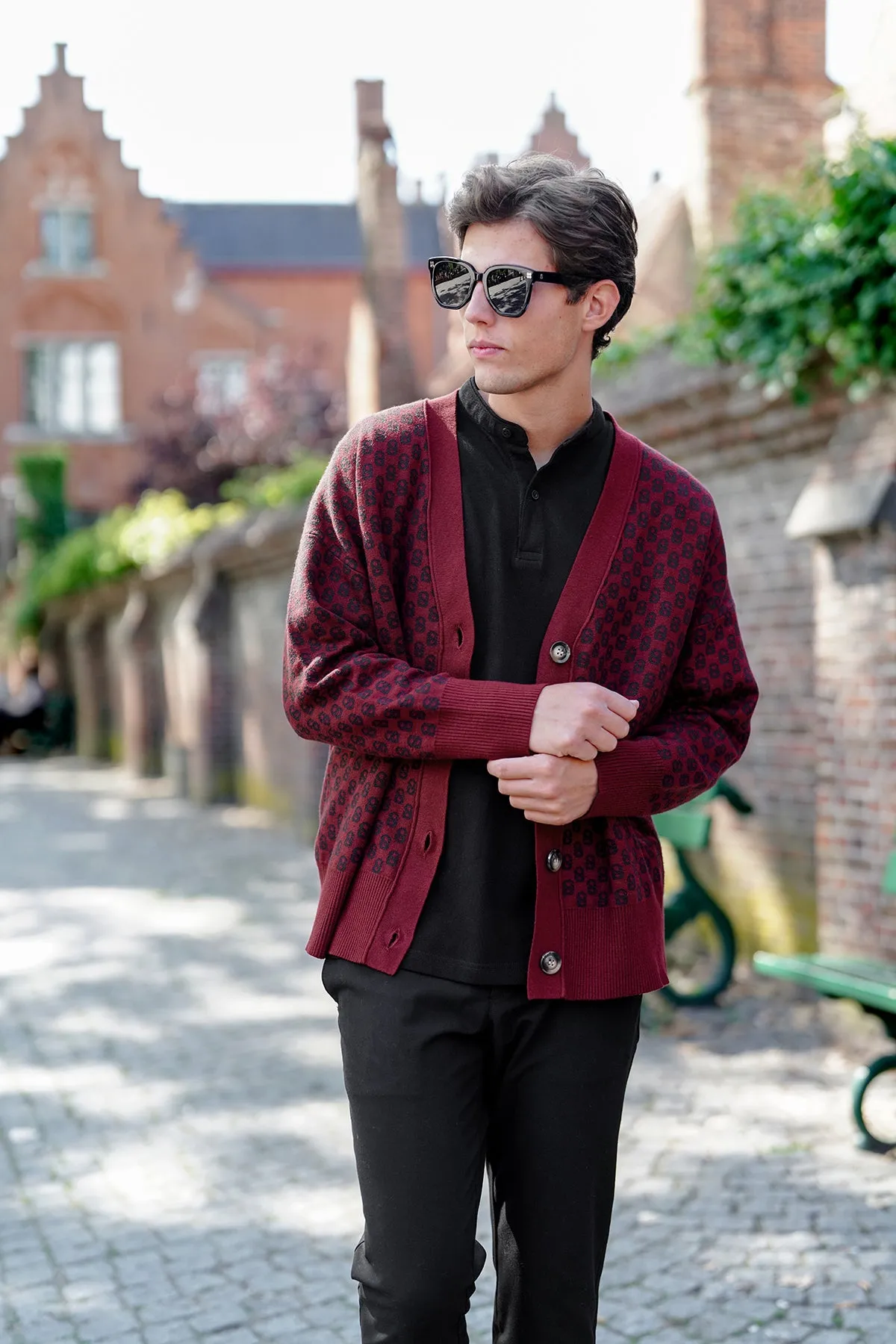 Signature Monogram Cardigan - Maroon