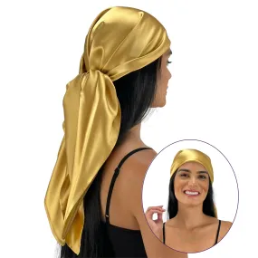 Silk Square Head Scarf - Gold